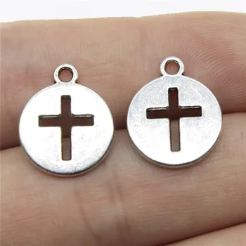 

WYSIWYG 12pcs 15mm Round Cross Charm Round Cross Pendant Cross Pendants Vintage DIY Accessories For Jewelry Making
