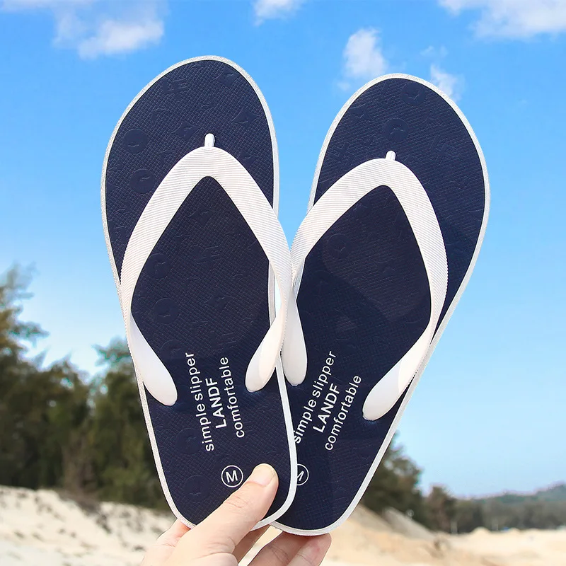 

Summer Leisure Outdoor Rubber House Flip-Flops Men's Non-Slip Wear Fashion Sandals Vulcanized Indoor Latex Slippers Solid