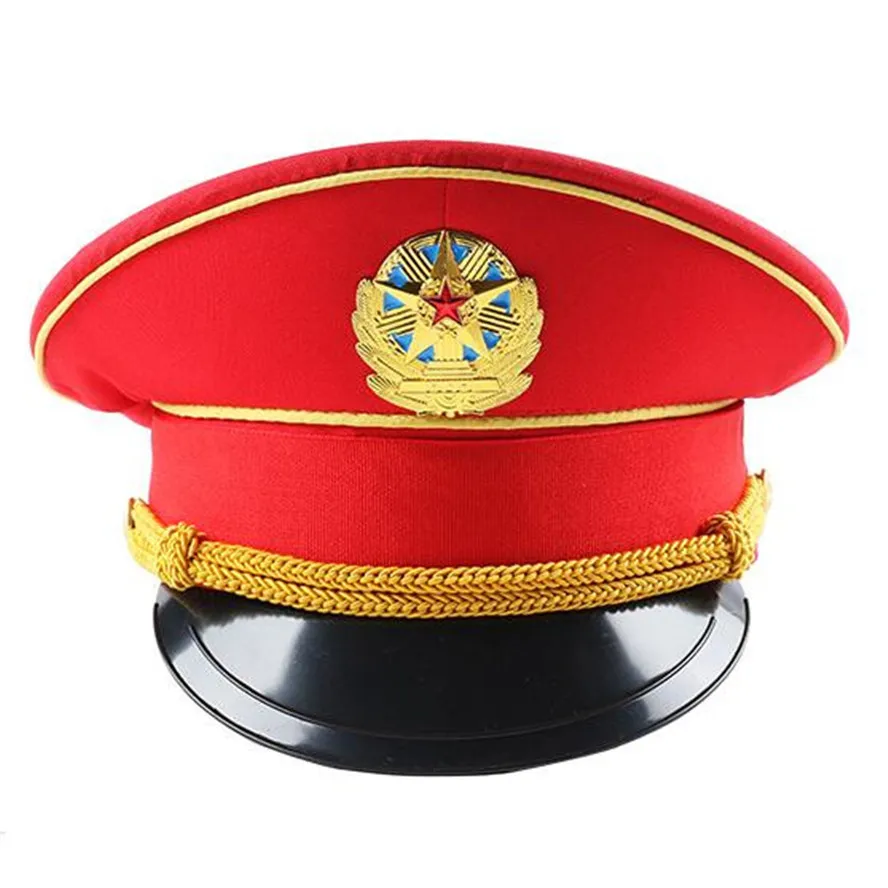 Красный Британская мода, Красная шапка для выступлений, зеленая военная шляпа, весенние армейские шапки, белая кепка, Кепка Для Взрослых, косплей, большая полицейская Кепка - Цвет: Красный