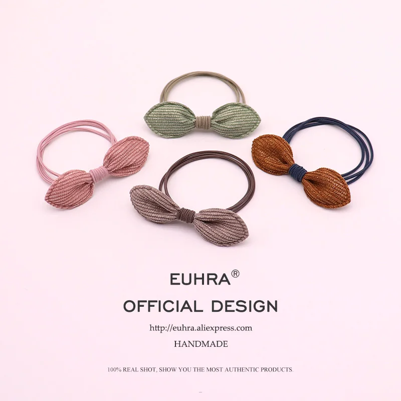 EUHRA/4 цветная ткань, бант-бант, Эластичный Бант для девочек, ручной работы, женские эластичные резинки для волос, Детские резинки, высокая эластичность
