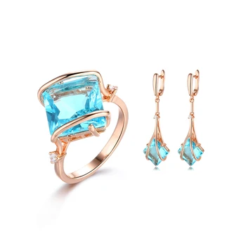 

Classic Ladies Costume Party Jewelry Sets for Women Fashion Earrings Big Square Glass Cubic Zirconia Sets Free Ship from Russia