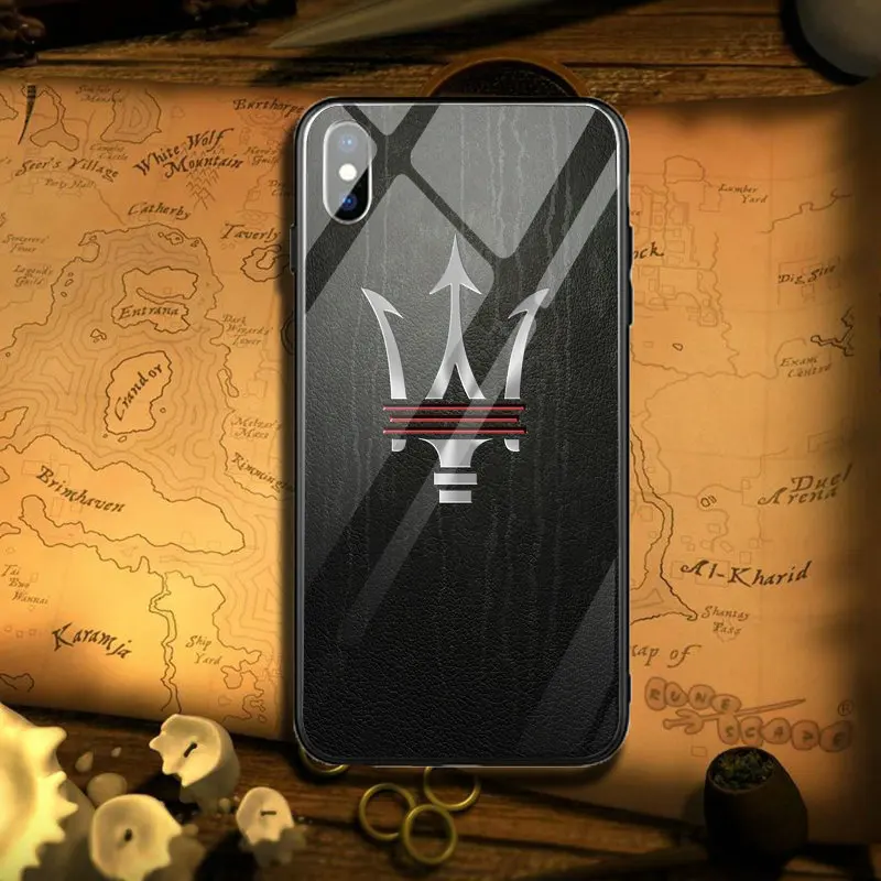 Image 11 Популярные Чехлы Maserati с логотипом автомобиля из закаленного стекла для iPhone 5 5S SE 6 6s Plus 7 8 Plus X XR XS Max Capa Coque Funda - Цвет: Image 11