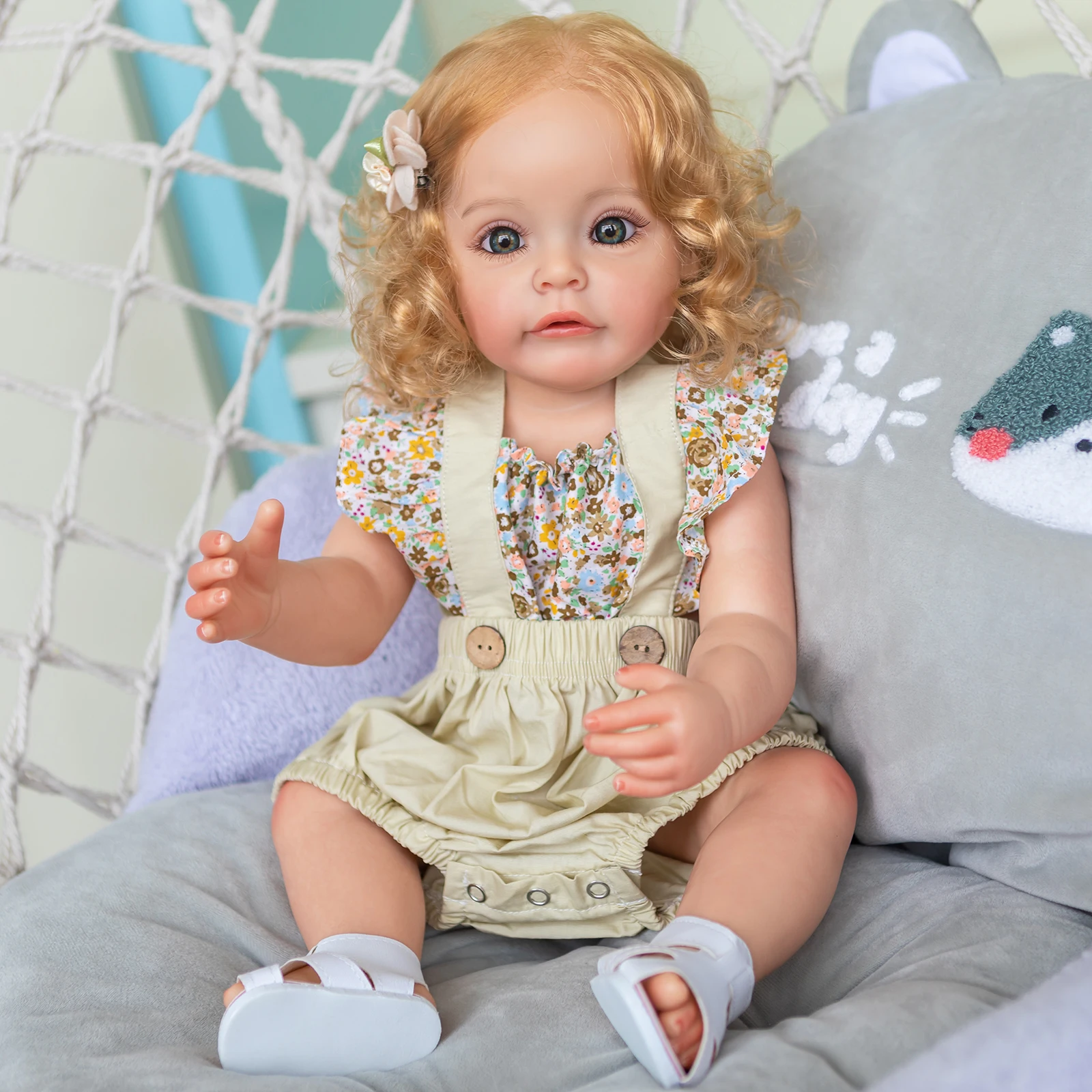 Reborn Dolls NPK 55CM FUll body Silicone Reborn Toddler Girl Princess Sue-Sue Hand-detailed Paiting Rooted Hair waterproof Toy for Girls