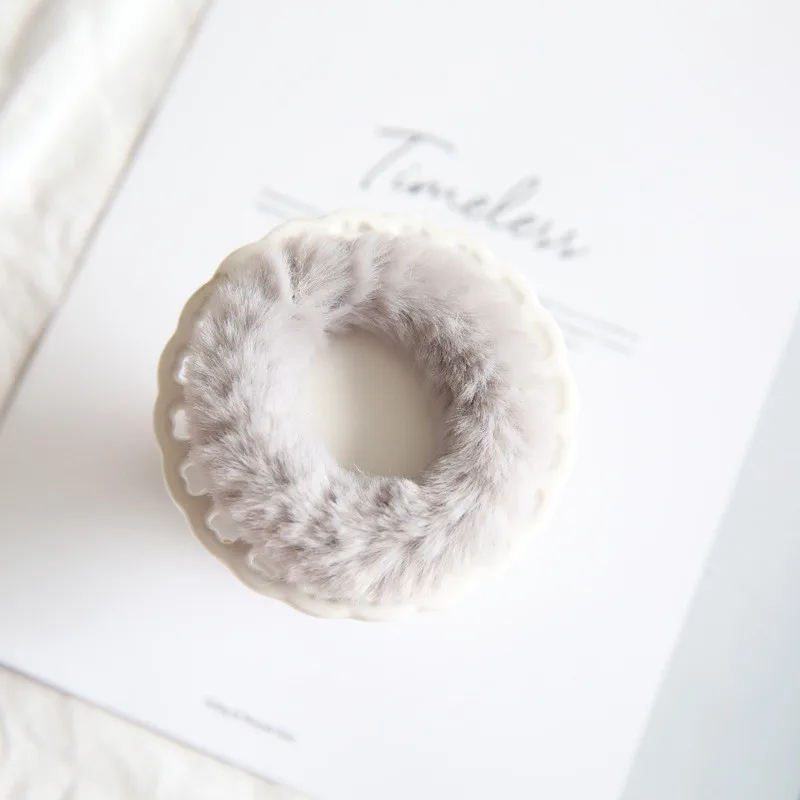 12pcs Fashion Cute Fur Pom Pom Hair Ties Cartoon Donut Elastic Hair Bands Princess Headwear Girls Hair Accessories