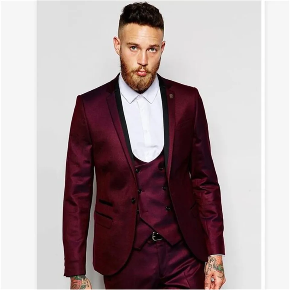 Мужской костюм смокинг Noivo Terno Slim Fit Easculino вечерние костюмы для мужчин Жених мужской смокинг для жениха бордовый лучший мужской блейзер