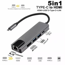 

Tjtak 5 in 1 USB Type C Hub HDTV 4K USB C Hub to Gigabit Ethernet Rj45 Lan Adapter Docking Station for USB c hub MacBook pro