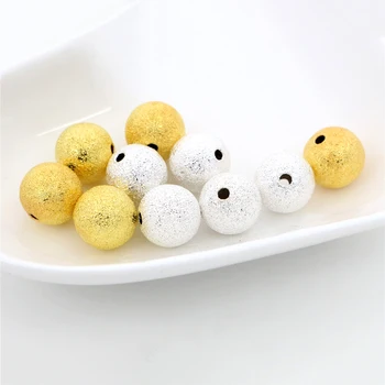 

50pcs/Lot 6/8/10mm Silver Plated Gold Color Round Spacer Beads Frosted Ball End Seed Beads For Necklace Bracelet Jewelry Making