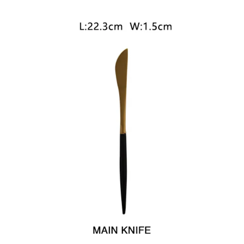 Knife 1 шт., черная и Золотая посуда, вилка, нож, ложка, вилка из нержавеющей стали, нож, обеденная ложка, посуда, стол, вилка, нож, обеденная ложка - Цвет: Knife