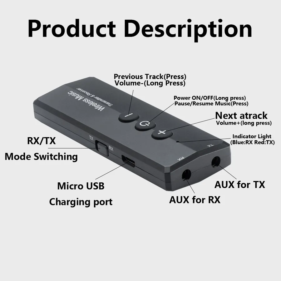 Bluetooth 5,0 передатчик приемник RCA 3,5 мм Aux разъем стерео Музыка Аудио беспроводной адаптер для ТВ ПК автомобильный комплект с кнопкой управления