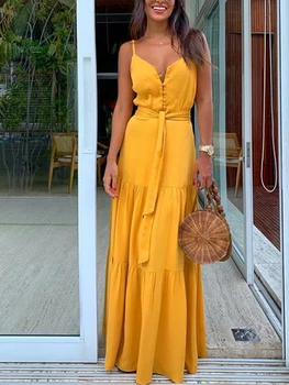 

Button Vacation Dress Long Beach Dress Belt Lace Up Cover Up Beach Woman Tunic Long Beach Wear Swimsuit Cover Up Tunics