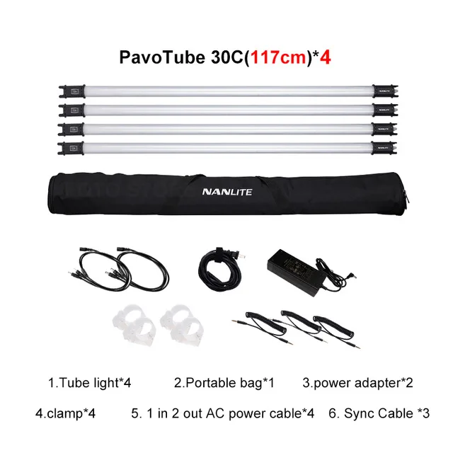 117cm 4 kit NanGuang Светодиодная трубка, rgb светильник, светильник для фотосъемки, цветной, 2700 K-6500 K, ручной светильник, палка для фото, видео, кино, Vlog - Цвет: 117cm 4 kit