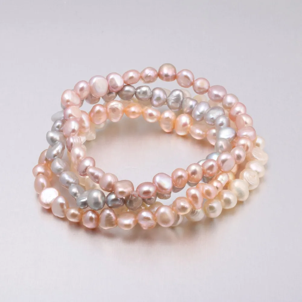 Braccialetto Di Perle D'Acqua Dolce Naturale Forma Di Riso Aa Braccialetti Di Perle Di Perle Naturali Accessori Per Donna Viola Bianco Rosa Grigio 19C