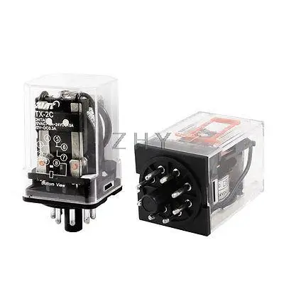 

DC 24V Coil Power Relay 8 Round Pins DPDT JTX-2C 2 Pcs