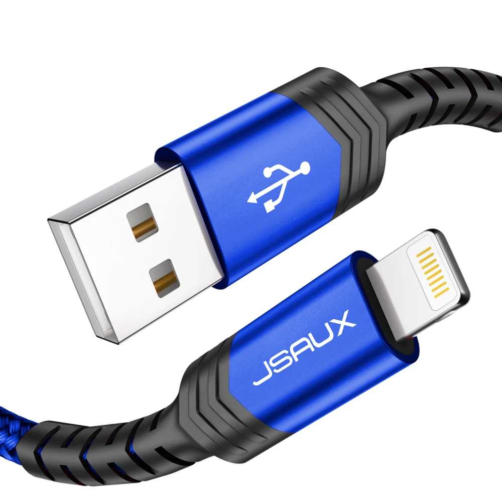 JSAUX iPhone Зарядное устройство кабель [Apple MFi] молниевые Кабели USB провод для быстрой зарядки для iPhone 11 Xs Max X XR 8 7 6s 6 Plus - Цвет: Blue