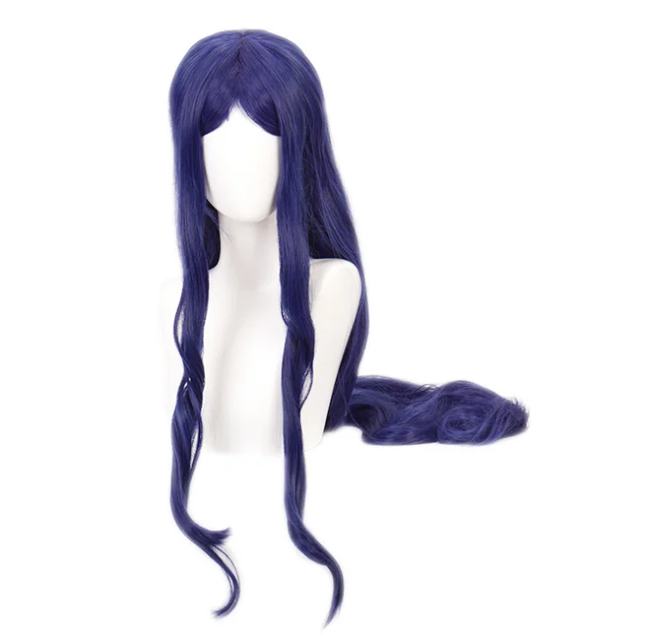Shirogane Tsumugi ciemny niebieski kolor peruka Danganronpa: Trigger Happy Havoc Cosplay długa peruka włosy peruka syntetyczna Cosplay 100cm