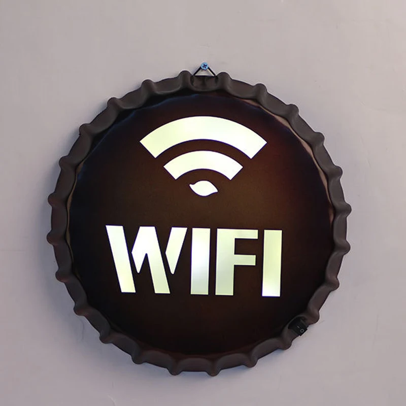 WIFI Винтажные Ретро металлические жестяные знаки светодиодный Туалет сообщение форма Туалет Wifi Мужчины Женщины WC нет свет для курения лампа для бара кофе пекарни - Цвет абажура: WIFI
