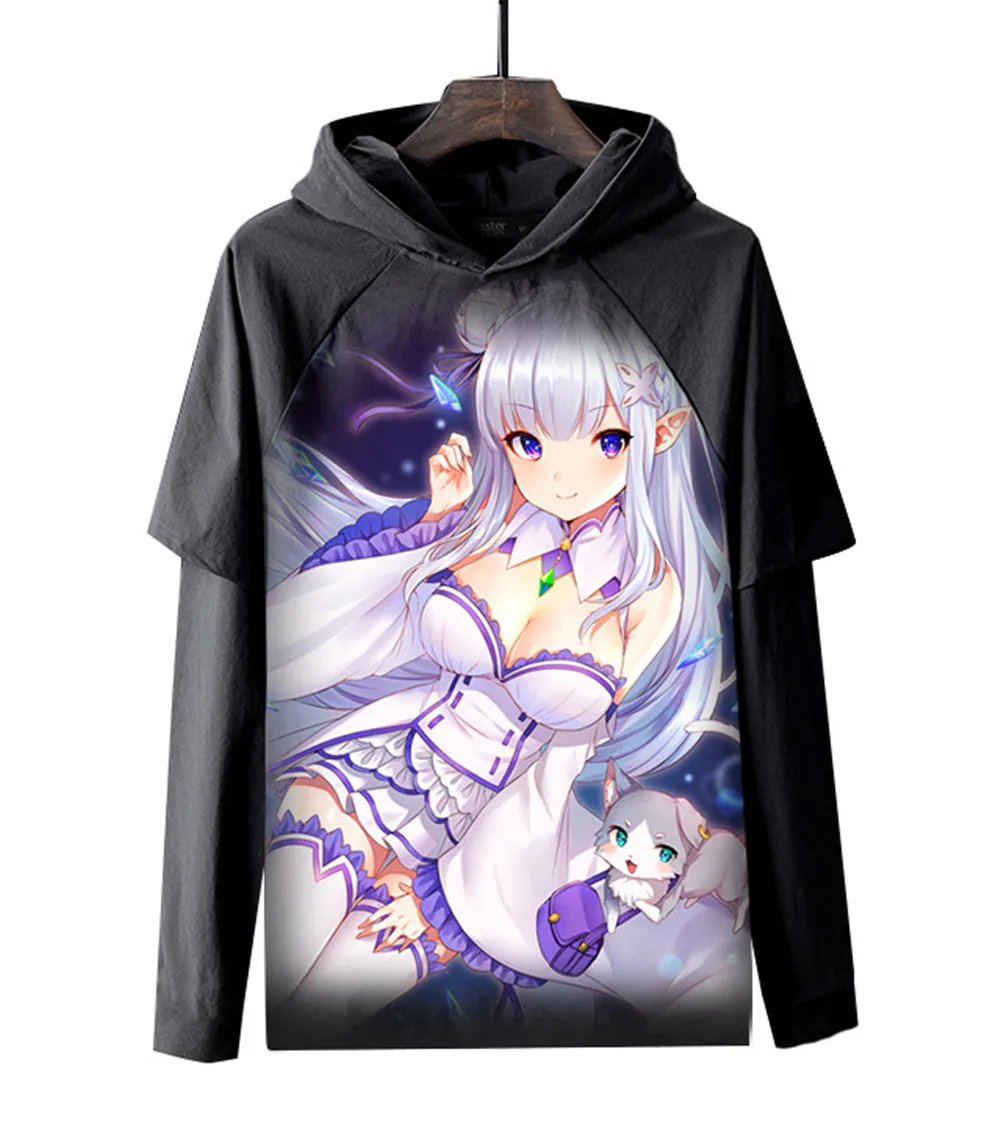 Re Life in a different world от zero Emiria Emilia Rem Ram, пуловер с капюшоном, костюм для косплея, Мужская и Женская толстовка