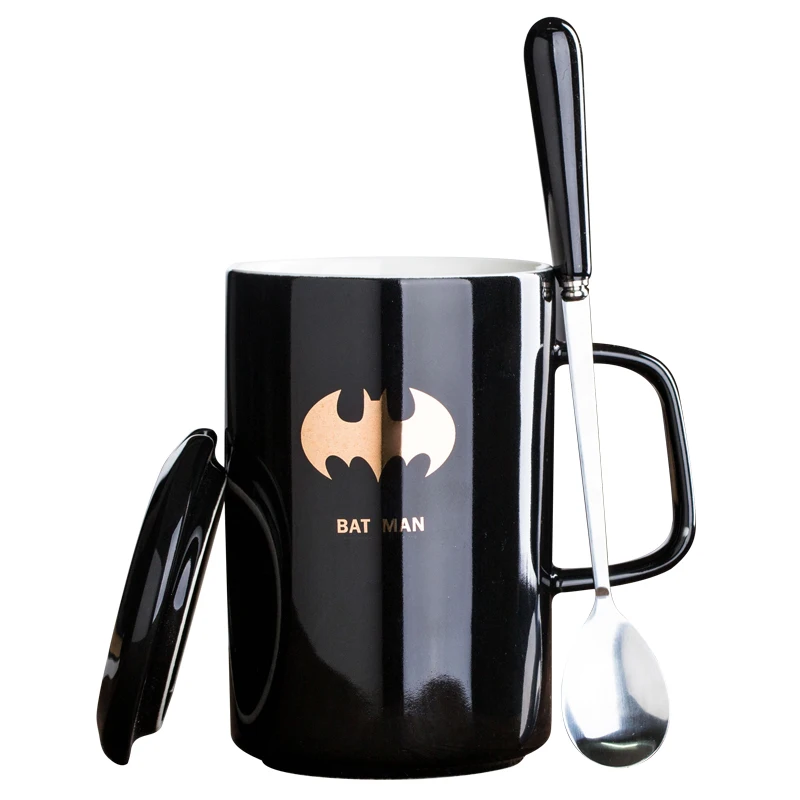 

The Avengers Mugs With Cover And Spoon Ceramic Cup 400ml Superhero Hulk Thor Spider-Man Marvel Coffee Cup