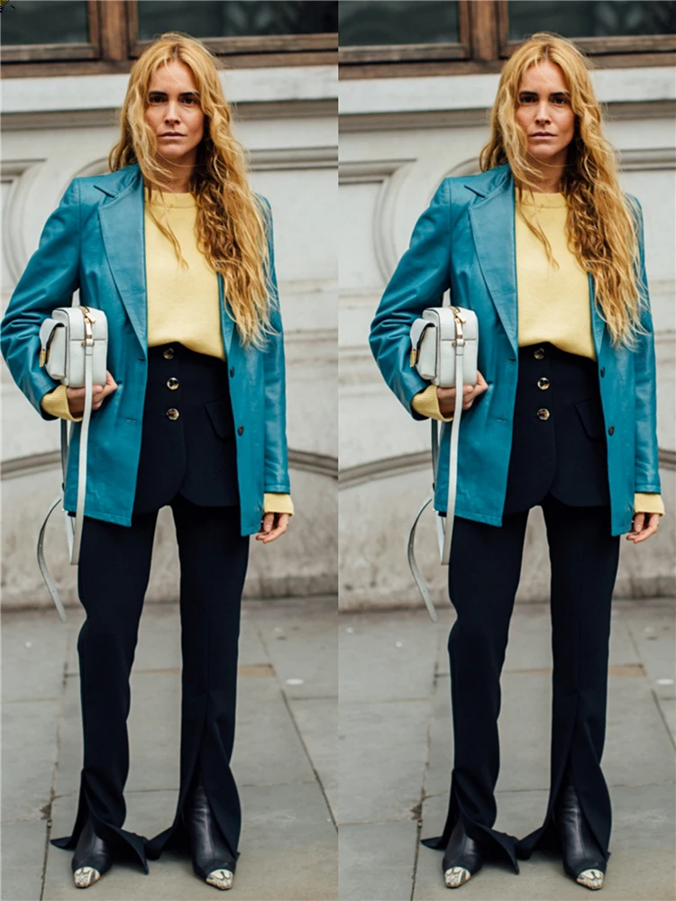 海外直送 ストリートブルーレザー女性ファッションエレガントカスタムメイドブレザーのオフィスの女性カジュアルビジネスジャケット2枚セット アルセウス Hashaliach Co Il 海外直送 ストリートブルーレザー女性ファッションエレガントカスタムメイドブレザーのオフィスの女性カジュアルビジネスジャケット2枚セット アルセウス Hashaliach Co Il