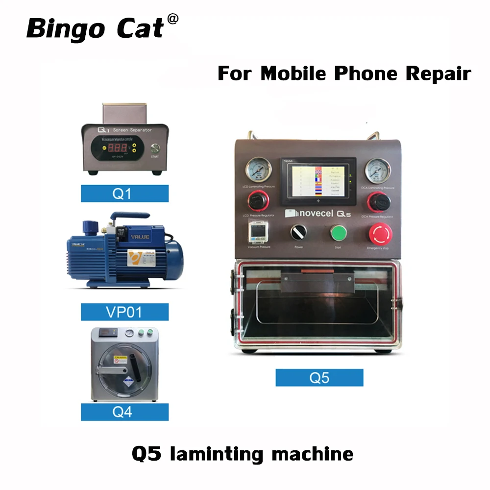 

Q5 LCD Glass Laminating Machine For Mobile Phone Tablet LCD Screen Curved / Flat LCD Screen Lamonator Repair Machine