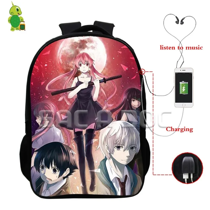 10 Аниме дневник будущего Mirai Gasai Yuno рюкзаки многофункциональные USB зарядка Разъем для наушников школьные сумки для подростков рюкзак для ноутбука - Цвет: 10