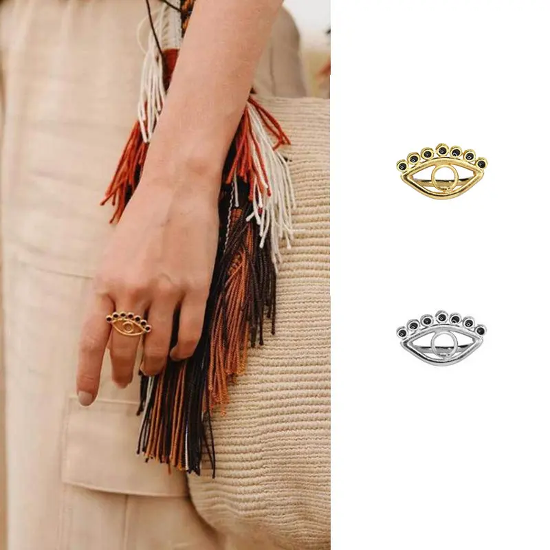 AOMU Boho минималистичный Прекрасный Сердце полые кольца от сглаза для женщин Золото Серебро Цвет Сглаза Палец Кольцо Ювелирный Набор