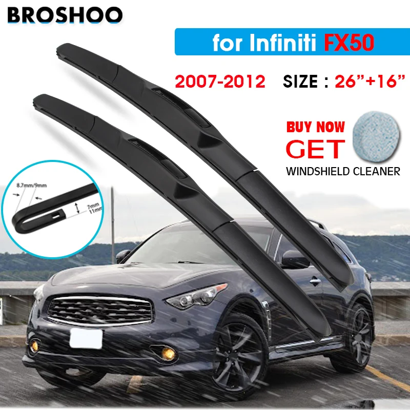 

Щетка стеклоочистителя автомобиля для Infiniti FX50 26 "+ 16" 2007-2012 Авто Стеклоочистители для лобового стекла лезвия для мытья окон подходят U Hook Arms