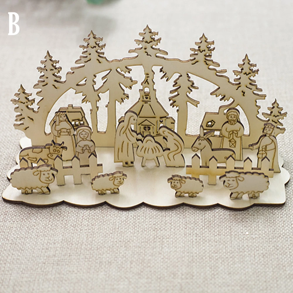 

Christmas Three-Dimensional Ornaments Decoration Christmas Creative Splicing Ornaments Xmas Wooden Desktop DIY Toys Gift