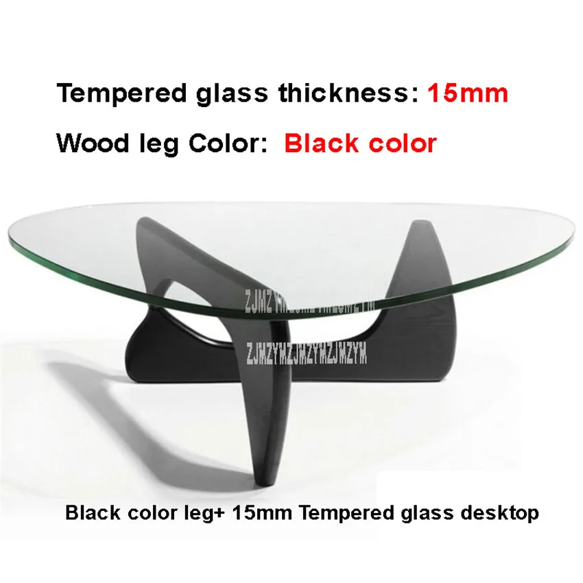 Нордический треугольный чайный столик, креативный маленький стол из закаленного стекла, твердая деревянная ножка, стол для гостиной, современная модная мебель для дома - Цвет: 15mm Black