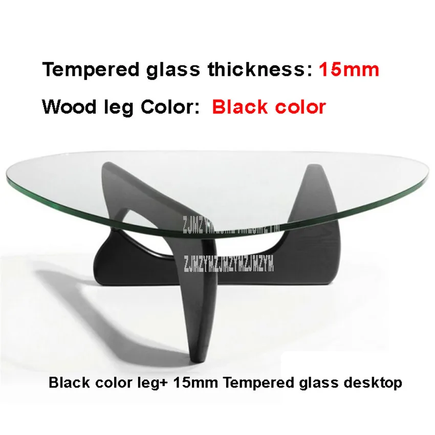 15mm Black Нордический треугольный чайный столик, креативный маленький стол из закаленного стекла, твердая деревянная ножка, стол для гостиной, современная модная мебель для дома - Цвет: 15mm Black