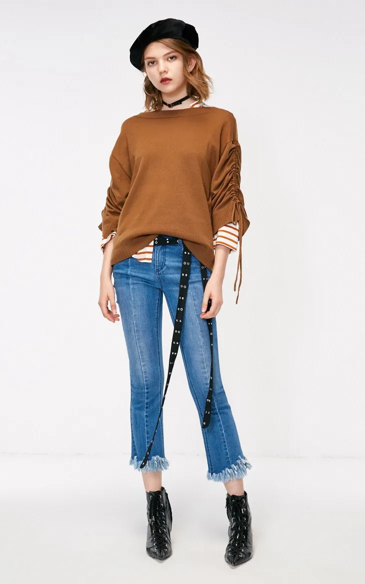 ONLY New Loose Open-forked Tie Sleeve Knitted Sweater | 118324531