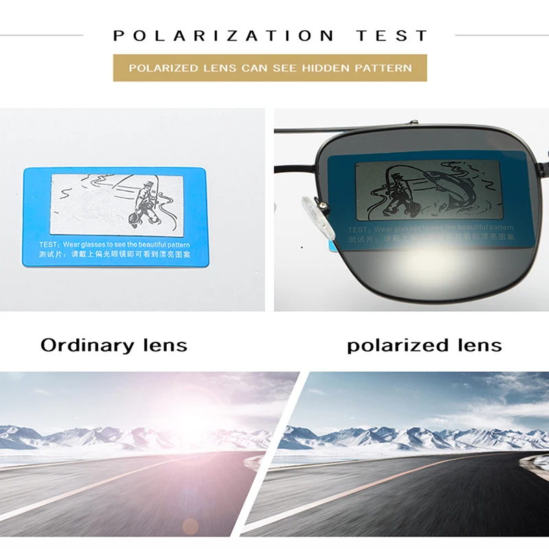 Высококачественные мужские Квадратные Солнцезащитные очки поляризованные UV400 Пилот солнцезащитные очки для мужчин вождения синие линзы Ретро настраиваемые, с логотипом