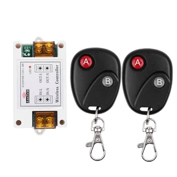

433MHZ Wireless Remote Control Light Switch 40A Relay Output Radio 110V 220V 1 Channel Receiver Module + Black Transmitter