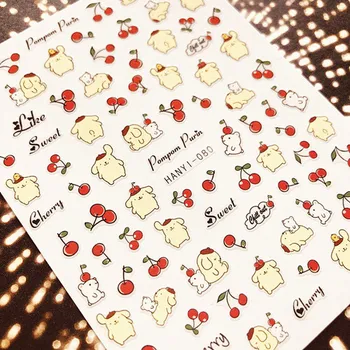 

HANYI-80 Newest design cat cartoon girl colorful film designs 3d nail art sticker nail decal accessories