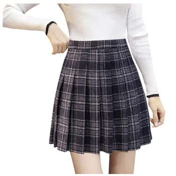 

Home&Nest High Waist Pleated Skirts Preppy Style Women Korean A-Line Short Skirts Uniforms School Kawaii Tartan Plaid Skirt