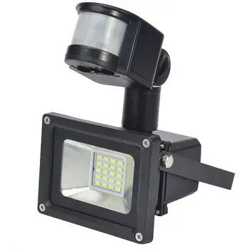 

10w Led Floodlight 12v 24v PIR Flood Light Input Spotlight Waterproof Solar System Garage Security Motion Sensor Time Adjustable