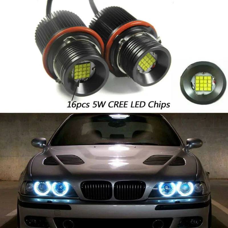 2 шт. 160 Вт Автомобильные 16 светодиодные кольцевые габаритные лампы Angel Eye Xenon White