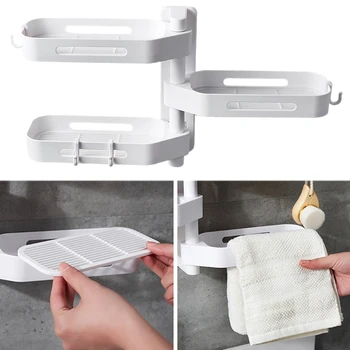 

3 Layers Portable Corner Shelf Shampoo Soap Corner Storage Rack Bathroom Shelves Kitchen Flavoring Holder