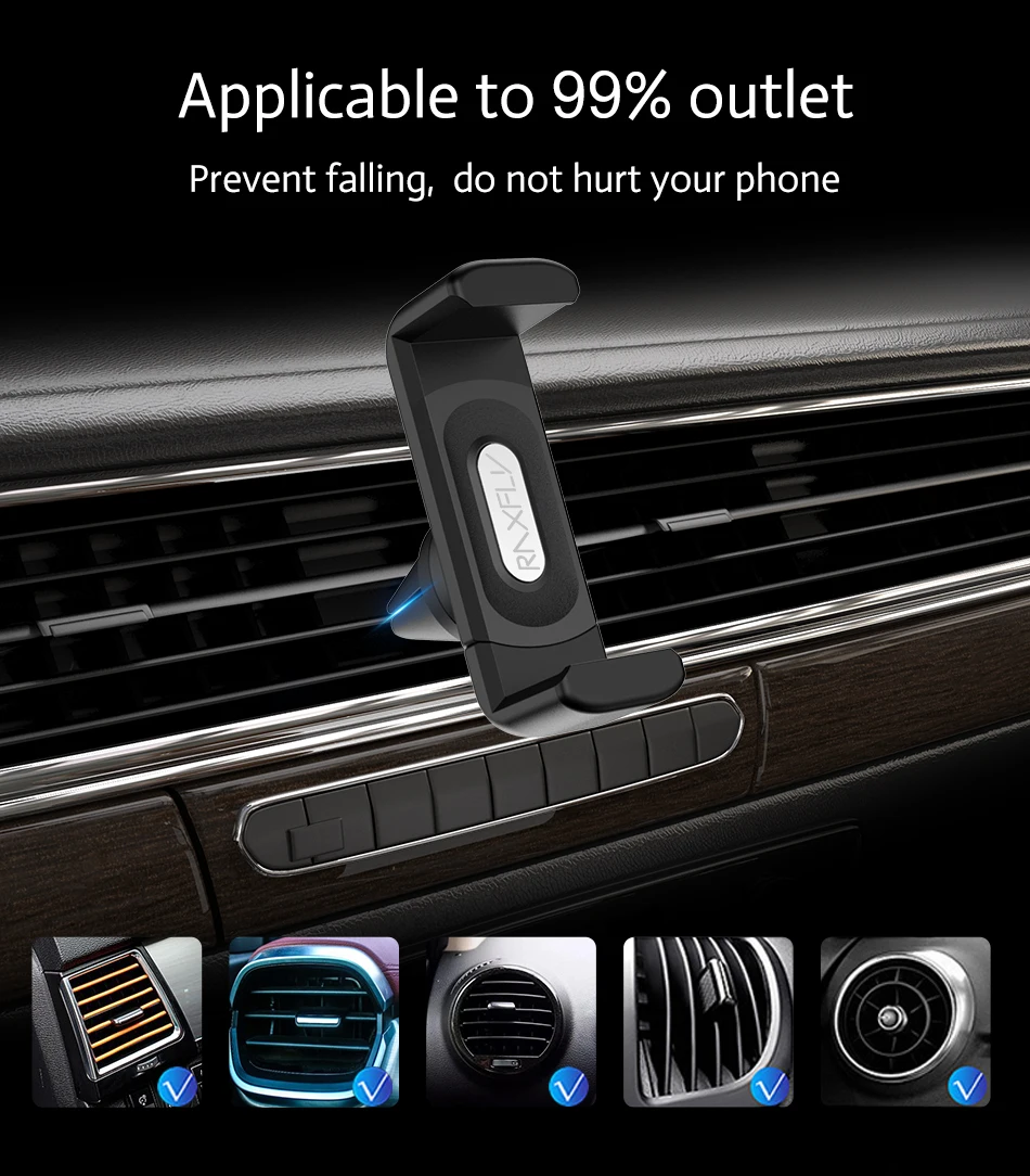 RAXFLY Car Phone Holder For iPhone Smartphone Air Vent Mount Clip 360 Rotation Universal Support Telephone Voiture Soporte Movil phone holder for desk