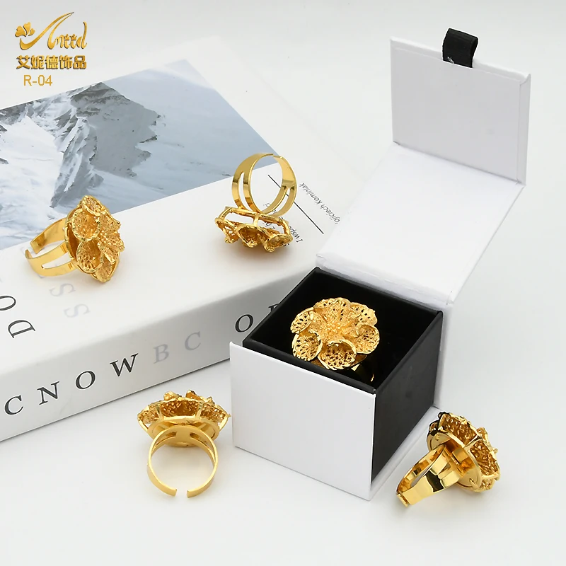 Dubai Golden Ring Brazilian Women 24K Gold Color Wedding Bride Arabic Ethiopian Big Nigerian Jewellery Moroccan Resizable gold color rings,gold color ring,finger ring,adjustable rings,wedding rings,wedding ring