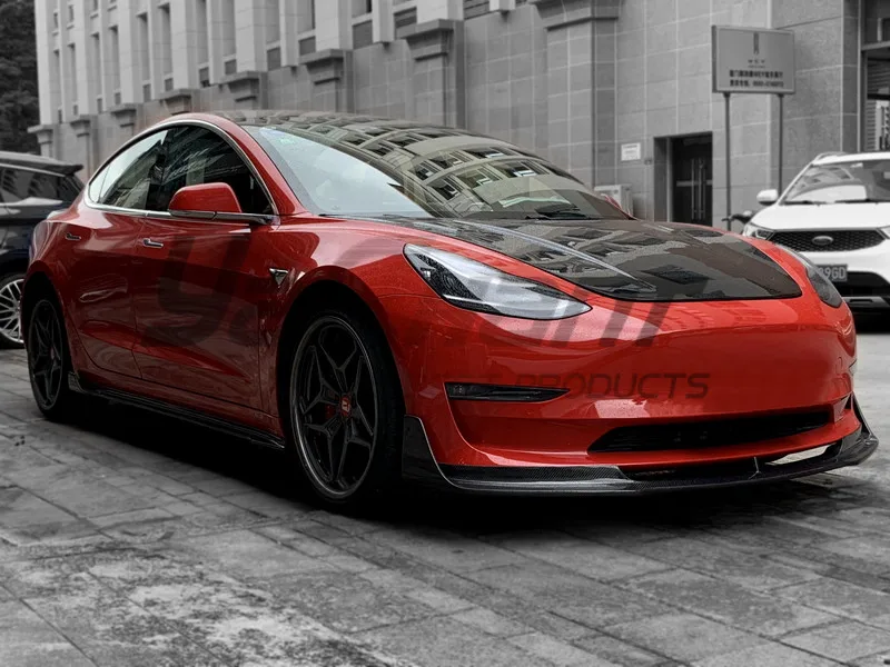 Настоящее углеродное волокно YC дизайн стиль передняя губа для- TESLA модель 3