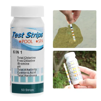 

6 in 1 Swimming Pool Test Strip SPA Chlorine PH Alkalinity Water Hardness Testing Paper outdoor #.