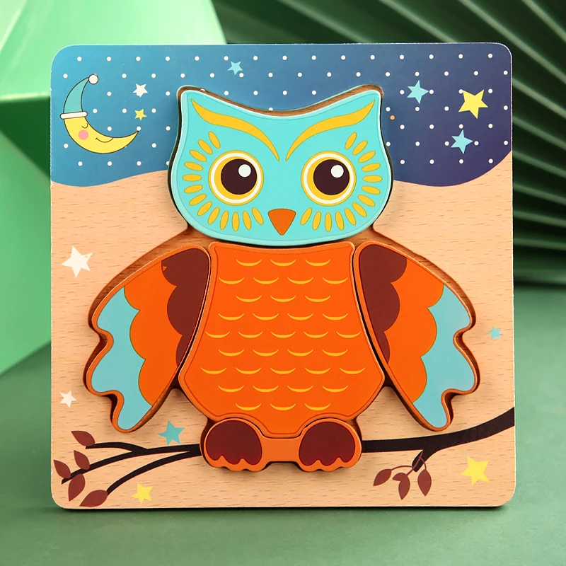 High Quality 3D Wooden Puzzles Educational Cartoon Animals Early Learning Cognition Intelligence Puzzle Game For Children Toys 44