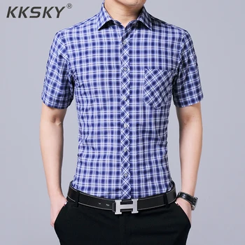 

Summer New Wild Plaid Shirt Men's Thin Casual Slim Shirt Business Short-sleeved Shirt Thin Section Trend Handsome Short Sleeve