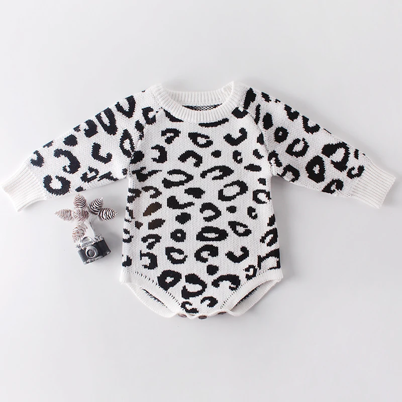 New Leopard Baby Girl Romper Cotton Knit Infant Onesie Baby Romper for Girls Jumpsuit Toddler Costume New Born Baby Girl Clothes