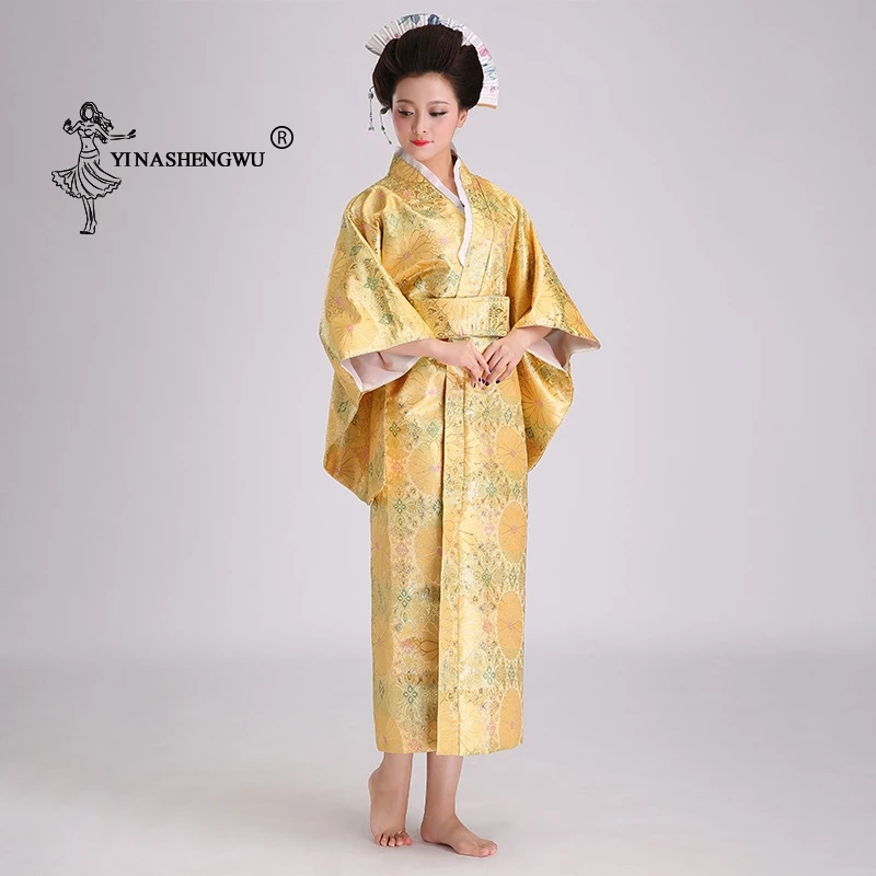 Yukata женский японский традиционный цветочный принт длинное кимоно с бантом сзади сценический костюм Япония Femme маскарадный костюм азиатская одежда