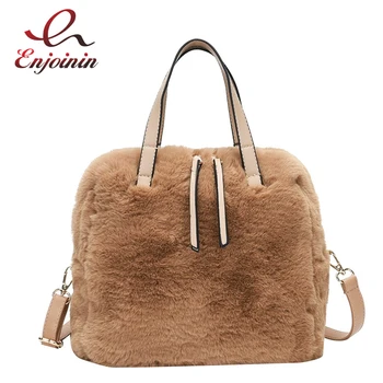 

Faux Fur Large Capacity Tote bBg for Women Fashion Purses and Handbags Shoulder Bag Soft Messenger Bag Female Trend Designer Bag
