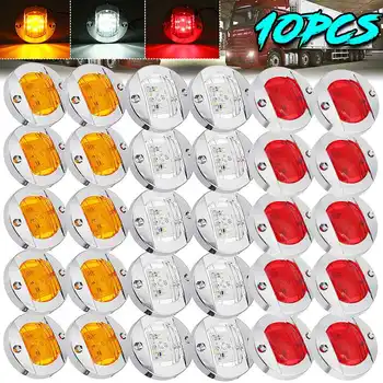 

10pcs 12V 6 LED Truck Round Side Marker Light Tail Brake Light Warning Lamp Indicator Signal for Marine Boat Lorry Trailer Bus