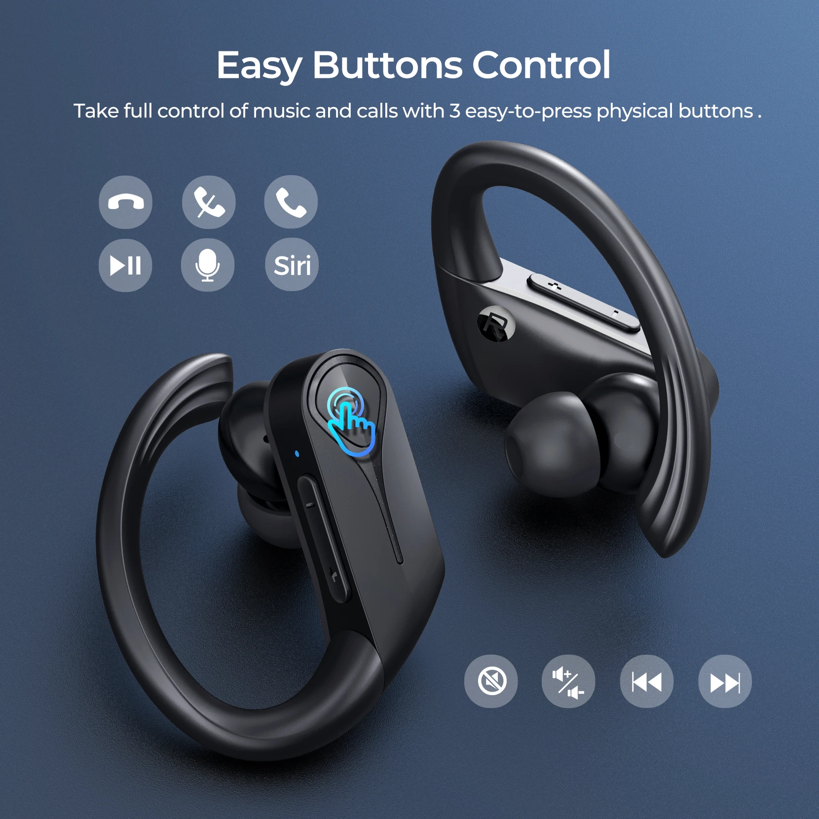 Mpow Flame Solo Bluetooth 5.0 TWS Wireless Earbuds IPX7 Waterproof Touch Control Sports Earphones with ENC Noice Reduction Mic