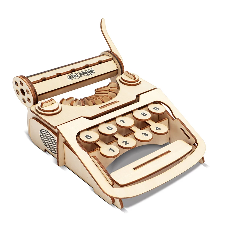 

DIY 3D Wooden Typewriter Puzzle Game Children Kids Natural Color Toy Model Building Kits Educational Hobbies Gift kids education